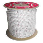 3-Strand Poly Dacron Rope 1-1/8 in. x 600 ft. White W/Blu & Orange Tracers-CWC 325130