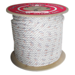 3-Strand Poly Dacron Rope 3/4 in. x 600 ft. White W/Blu & Orange Tracers-CWC 325100